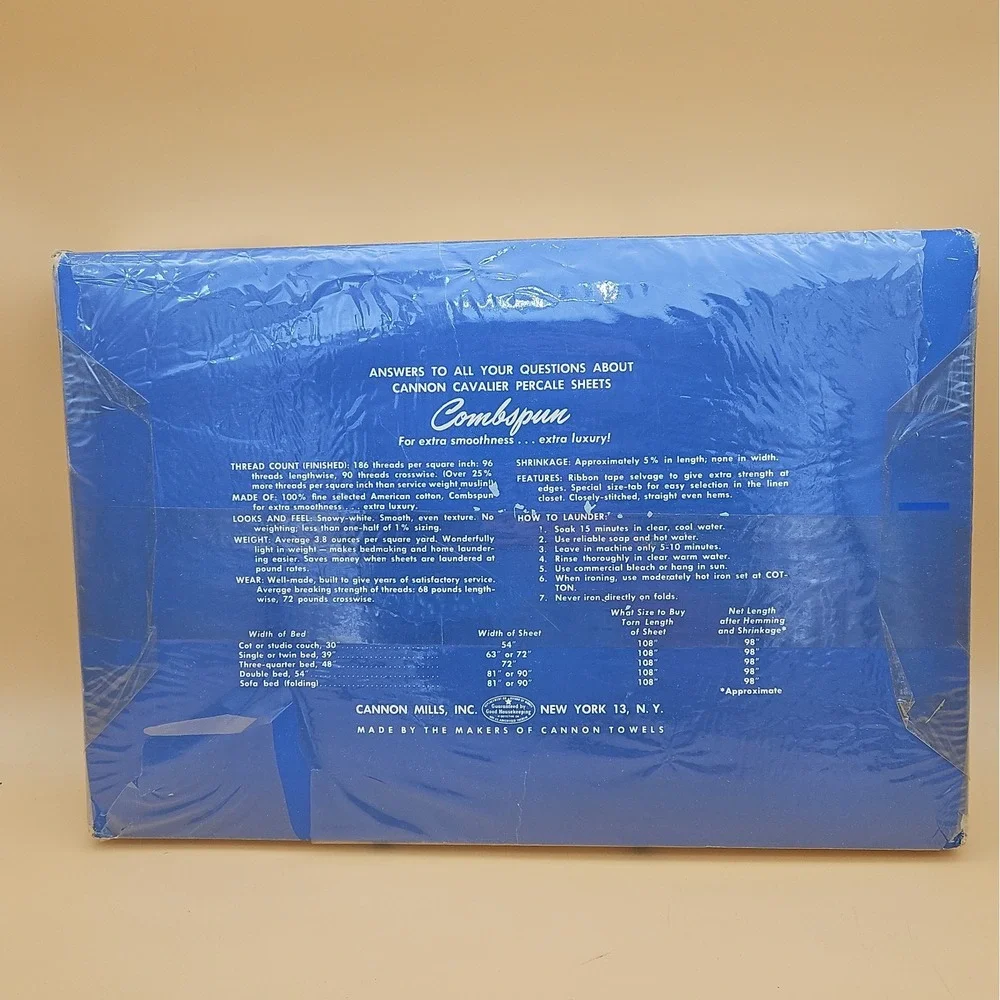 Vintage Cannon Cavalier Percale Sheets NOS New Two Sheets Combspun White
